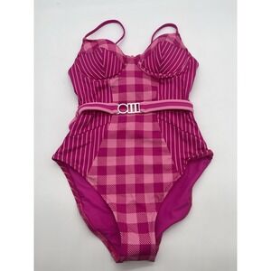 Solid & Striped Women's NWT Pink The Spencer Belted One Piece Swimsuit XS